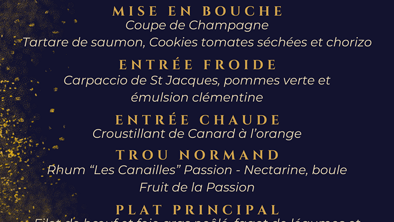 Menu SAINT SYLVESTRE !