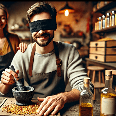 Atelier de création de la véritable moutarde à Dijon 'Les yeux bandés' 